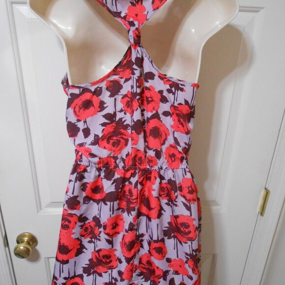 love, Fire Red and Purple Floral Backless Dress - Picture 8 of 13